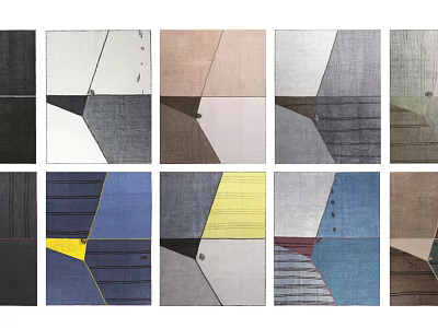 Square Rugs With Geometric Patterns Various Colors And Textured Patchwork Designs 3d model