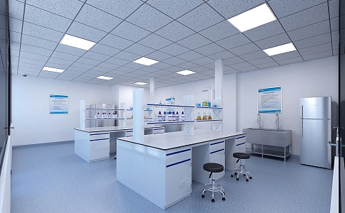 Sample preparation room in wet area of food company laboratory 3d model