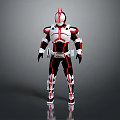Game And Movie Character In Futuristic Red White Black Armor With Helmet Design