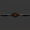 Mythical Battle Axe With Silver Blades Green Gemstone And Red Green Handle