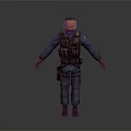 3D Model of Tactical Character in Blue Uniform With Yellow Visor and Vest