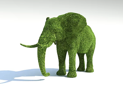 Artistic Green Shrub Topiary Sculpture Shaped Like Elephant Garden Decor 3d model