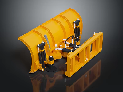 Yellow Snow Plow With Heavy Duty Steel Blade And Mounting Frame Structure 3d model