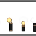 Modern Table Lamps With Round Glass Shades And Gold And Black Metal Bases
