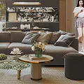 Modern Living and Dining Room Interior Design With Sofa Coffee Table Pendant Lights And Plants