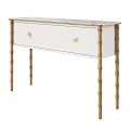 Elegant White Entryway Console Table With Gold Bamboo Legs And Drawer Storage 3d model