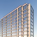 Modern High Rise Apartment Buildings With Glass Curtain Walls And Golden Frames Exterior Design