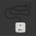 Vertical White Power Strip with Multiple Outlets Red Switch Button and Power Cord Design