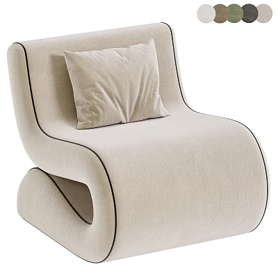 Light Beige Fabric Leisure Chair With Modern Minimalist Design And Accent Pillow 3d model