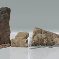 Natural Rock Structures With Various Shapes Textures And White Human Figure Model 3d model