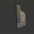 Classical Architectural Structure With Arched Red Door Brick Walls Decorative Columns And Stone Details