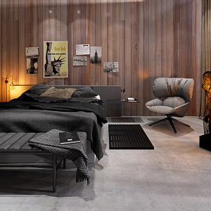 Modern background double bed combination 3d model