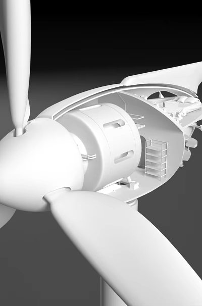 Wind Turbine Industrial Equipment Internal Structure With Blades And Mechanical Components 3d model