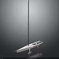 Sleek Modern Sailboat Water Vehicle With Tall Mast White Hull And Red Bottom
