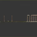 Ancient Ruins Historical Site With Stone Columns And Lush Grass Area