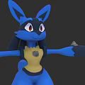 Blue Cartoon Character With Large Ears Red Eyes And Yellow Belly Holding Triangle Object