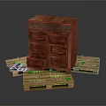 Rustic Wooden Chest of Drawers with Multiple Drawers on Wooden Pallets