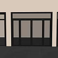 Modern Double Doors With Black Frame Transparent Glass Against White Wall And Gray Floor