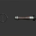 Stainless Steel Knife With Wooden Handle And Decorative Metal Ring