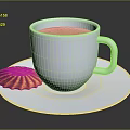 Hot Beverage Served in White Ceramic Mug with Crispy Cookie on Saucer 3d model