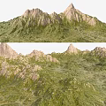 Green Mountain Terrain With Peaks And Lush Vegetation In Natural Setting