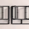 Modern Black Folding Windows With Open Panels And Sleek Frames 3d model