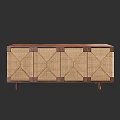 Elegant Modern wooden sideboard with woven panels and geometric patterns 3d model