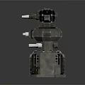 Multi Layered Red And Gray Weapon With Multiple Barrels And Mechanical Structure 3d model