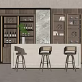 Modern Bar Chair Combination Bar Counter 3d model