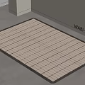 Square Wabi Sabi Rug with Beige Grid Pattern and Dark Brown Border 3d model