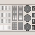 Road Infrastructure Components Featuring Various Drainage Grates And Manhole Covers 3d model