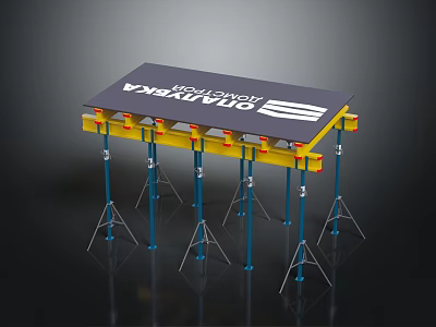 Heavy Duty Industrial Work Platform with Steel Support Frames and Adjustable Legs for Construction Sites 3d model