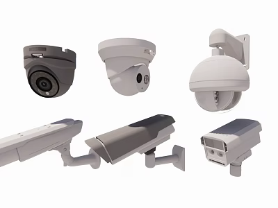 Security Cameras for Projection Monitoring Various Types Dome Bullet and Wall Mounted 3d model