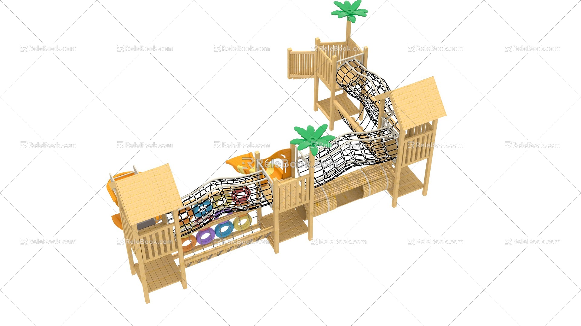 Small wooden slide children's play 3d model