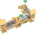 Small wooden slide children's play 3d model