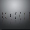 A Row of Decorative Bows with Diverse Designs on Gray Background and Floor Reflections