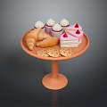 Pink Stand Tray With Assorted Desserts Including Cupcakes Croissants Cake Slices And Cookies