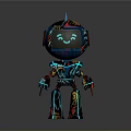 Colorful Robot Character With Smiling Face Glowing Lines And Artistic Mechanical Design 3d model