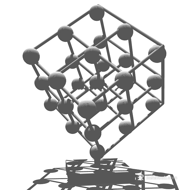 Modern Geometric Decorative Ornament Set with 3D Spheres and Frame Structure 3d model