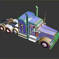 Blue Heavy Duty Semi Truck With Shiny Cab And Detailed Wheel Design