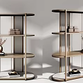 Modern Open Shelf Bookcase With Curved Wooden Frame Books Vases And Decorative Items