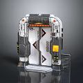 Futuristic Metallic Sci-Fi Gate Design With Number 13 And Geometric Patterns