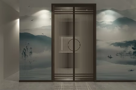 New Chinese Double Door 3d model