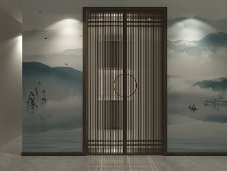 New Chinese Double Door 3d model