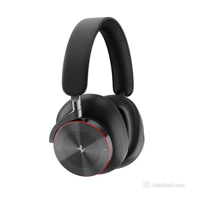 High Quality Over Ear Headphones With Sleek Metallic Finish And Red Accent 3d model 