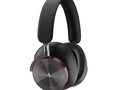 High Quality Over Ear Headphones With Sleek Metallic Finish And Red Accent 3d model