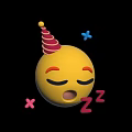Sleeping Emoji With Pink Striped Party Hat Closed Eyes And Colorful Symbols