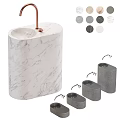 Modern Marble And Concrete Washbasins With Copper And Silver Faucets Design 3d model