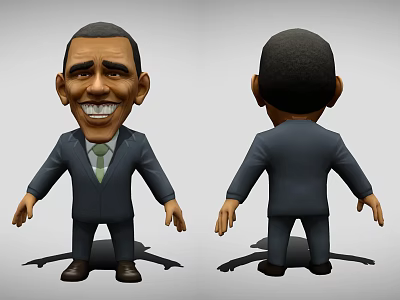 Cartoon Style Businessman Doll With Front And Back View Detailed Design 3d model