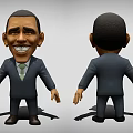 Cartoon Style Businessman Doll With Front And Back View Detailed Design